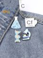 4pcs Science Enamel Pin Microscope Beaker Chemical Molecular DNA Biological Experimental Tool Metal Brooches Badges for Backpack. 