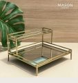 Mirrored Vanity Tray for Dresser Jewelry and Perfume Tray - Two Tier Trays. 