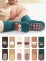 6 Pairs of Floor Socks Newborn Dispensing Non-Slip Indoor Soft Bottom Round Cartoon Mouth Boys and Girls Kidsren's Socks.