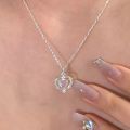 Crystal Heart Necklace + Fashion Earrings Set. 