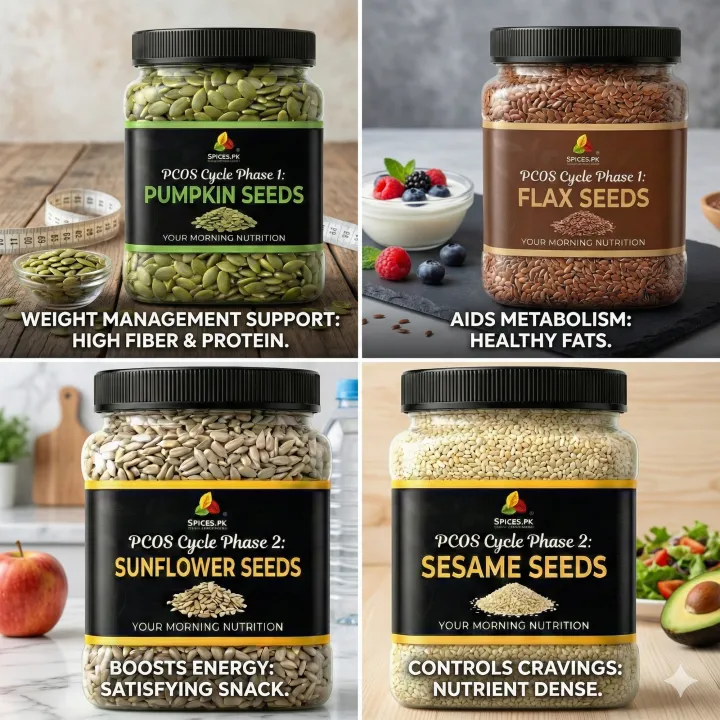 PCOS%20Seed%20Cycling%20Kit%20(400g%20Bundle)%20-%20Pumpkin,%20Sunflower,%20Flax%20&%20Sesame%20Seeds%20(100g%20Each)%20for%20Hormonal%20Balance%20&%20Irregular%20Periods%20-%20Image%205