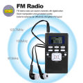 Mini Portable Stereo FM Radio Digital Clock Receiver for Meeting Simultaneous Interpretation Clip-on Radio w/ Earphone Lanyard. 