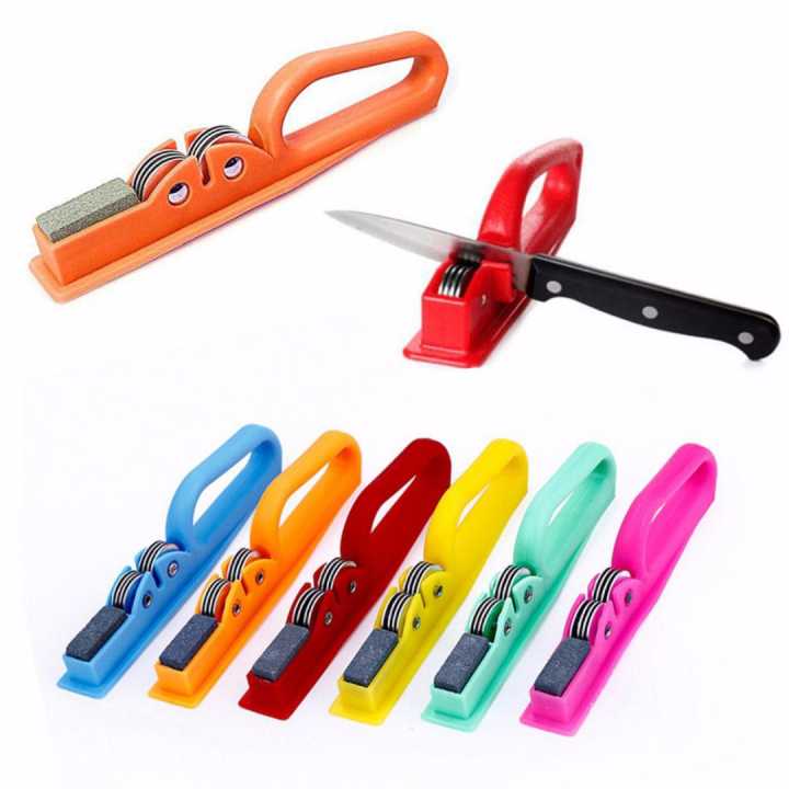 High-quality material for durable and long-lasting use- Professional knife sharpener for chef knives-knife sharpening system with diamond-coated rod- Easy to use with non-slip base and ergonomic desi