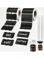 Black Waterproof Reusable Label Stickers With White Chalk For Mason Jars, Craft Room, Storage Spaces, Glass Bottles,Organization. 