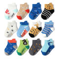 6 Pairs Kids Socks Cartoon Animal Pattern Cotton Non-Slip Floor Socks for Boys Toddler All-Season.