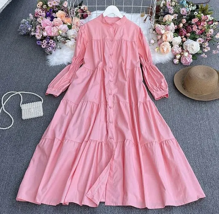 Winter Season) Trending Panel Style Long Cotton Frock for Winter