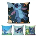S-Stitch Cartoon Anime Pillow Case Square Pillow Bedroom Sofa Leisure Comfort Cushion Car Living Room Home Decoration 40X40. 