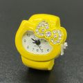 Kawaii Sanrio Hello Kitty Watch Ring Cute Kt Cat Bow Rhinestone Clock Ring Watches Girls Jewelry Kids Toys Gifts. 