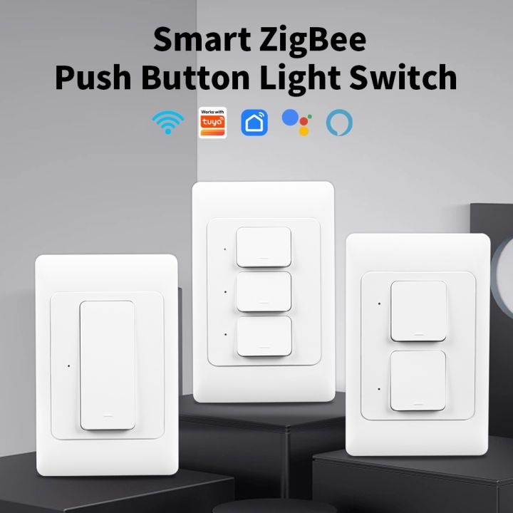Manhot Smart Life Zigbee Smart Light Switch No Neutral Wire & NO Capacitor Required US  Wall Switches Tuya Alexa  Home lightify