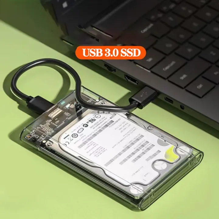 2.5" Hard Drive Enclosure, ABS Material, Transparent Tool-Free External Storage Case for 7mm/9.5mm SATA HDD & SSD