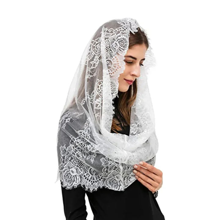 Black%20Lace%20Mantilla%20Veil%20for%20Church%20Spanish%20Style%20Lace%20Head%20Scarf%20White%20Black%20Short%20Veil%20for%20Bride%20Accessories%20-%20Image%202