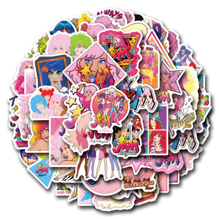 55Pcs%20Jem%20And%20The%20Holograms%20Stickers%20Jem%20DIY%20Stickers%20Scrapbooking%20Phone%20Luggage%20Skateboard%20Waterproof%20Decals%20-%20Image%202