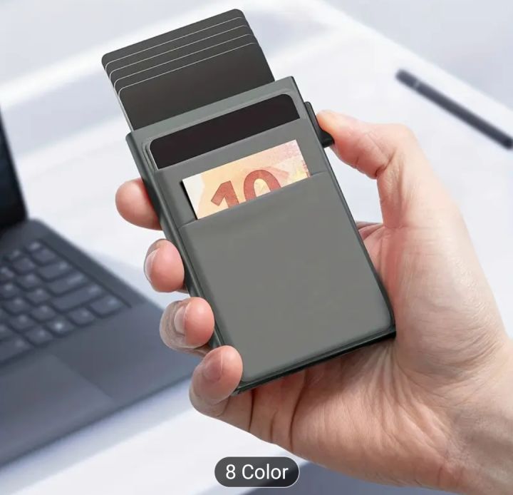 LASVAULT Automatic RFID Blocking Wallet with Smart Pop-Out Card Holder & Slim Design - Large Capacity, Secure RFID Protection, Compact & Portable for Men, Ideal Gift For Everyday Use, Wallet Card Holder, Sleek Wallet, Durable Wallet