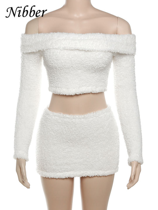 Nibber%20Solid%20Furry%20Two%20Piece%20Set%20Women%20Autumn%20Winter%20Elegant%20Slash%20Neck%20Crop%20Tops+Mini%20Skirts%20Casual%20Skinny%20Streetwear%20Outfits%20-%20Image%207