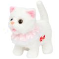 7" Inch Walking Plush Kitty Toy Stuffed Animal Electric Interactive with Dress Talking Musical Cute Plush Toy White Cat Tail Wagging Christmas Birthday Gifts for Kids Toddlers.