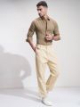 Men's Straight Fit Chinos Gabardine Pant | Dark Cream Colour | Daiyan Emporium.