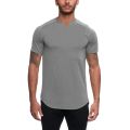 Running T-shirts Mens V-neck Slim Fit Fitness T Shirt Solid Gym Clothing Bodybuilding Tight T-shirt Quick Dry Training Tee Shirt.