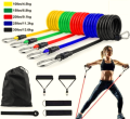 Resistance Bands Set – Stackable Workout Bands with Handles, Door Anchor, Ankle Straps & Carry Bag. 