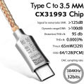 CX31993 HiFi USB Type C To 3.5mm Headphone Amplifier DAC Audio Decoder IEM AMP Mobile Phone Adapter Type-C Converter 32b/384kHz. 
