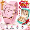 New Fashion Women Watches Silicone Strap Creative Quartz Watch Square Watch Simple Lady Clocks Wristwatch. 