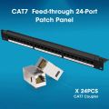 ZoeRax Patch Panel 24 Port Cat6 Cat6A Cat7 with Inline Keystone 10G, RJ45 Coupler Patch Panel 19-Inch with Removable Back Bar. 