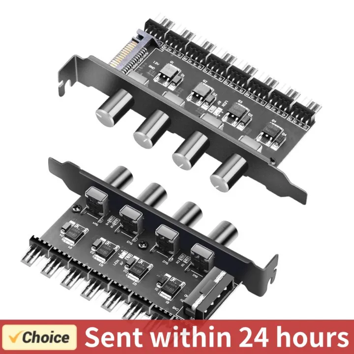 Cpu Hub PC Chassis Fan Hub SATA/4 Pin Adapter 8 Channel PC Fan Hub 4 Knob PWM ...