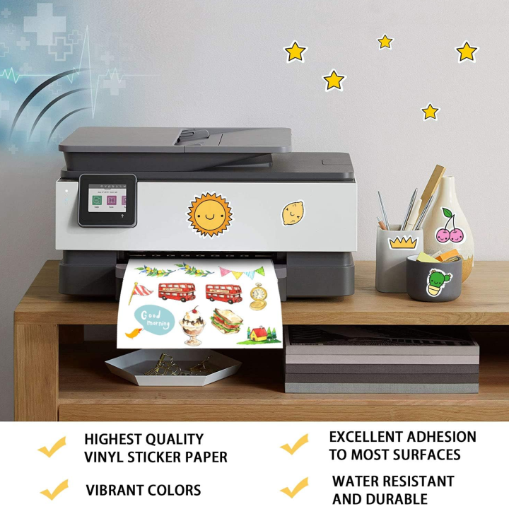 10/20Pcs%20A4%20Glossy%20Vinyl%20Stickers%20Self-Adhesive%20Waterproof%20White%20Inkjet%20Compatible%20Printable%20Label%20Paper%20for%20Home%20&%20Office%20-%20Image%203