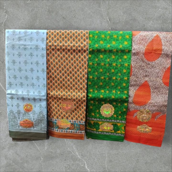 cotton print saree 12 hand 1 pice