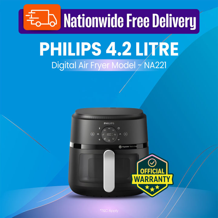 Philips NA221/00 Series-2000 Digital Air Fryer | 4.2 Liter Warranty : (Official) 1 year spare parts, 2 years service warranty with Free Delivery