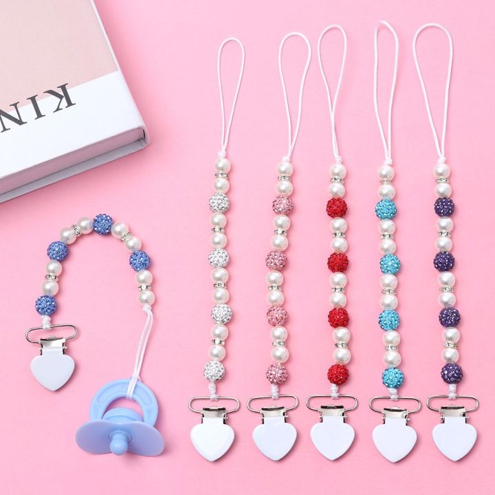 Baby Kids Plastic Beaded Pacifier Holder Clip Nipple Teether Dummy Strap Chain