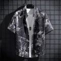 Men and Women's Short-Sleeved Printed Shirt, Casual Beach Clothes, Personality Thin Couple Tops, New. 