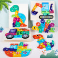 3D Puzzles Dinosaur Animal Vehicle Wood Jigsaw Puzzle Game Kids Learning Montessori Educational Toys Baby Wooden Toys. 