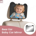 Cute Bear-Ear Car Seat Mirror, Adjustable Wide-Angle Safety Monitor for Rear-Facing Baby - Fun & Functional.