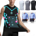 Men's Slimming Vest Ionic Compression Shirt Ice-Silk Cooling Body Shaper Tank Top Tummy Control Quick-Dry Fitness Shirts. 