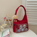 Portable Japanese Style Transparent Ita Bag for Women Large Capacity Canvas Tote Bag Casual PVC Lolita Handbag Daily.