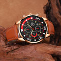 DEYROS Fashion Mens Watches Luxury Leather Quartz Wristwatch Calendar Men Business Casual Watch With Male Brown Wallet. 