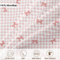 3pcs/set Plaid Bow Print Duvet Cover Set(1 Duvet Cover & 2 Pillowcase）Soft And Skin-Friendly Duvet Cover Bedding Set. 