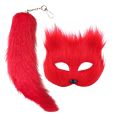 Therian Mask and Tail Set Halloween Cosplays Costume Accessorie Cats Mask Tail Half Face Faux Furs Foxes Tail Cats Mask. 