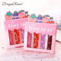 Dragon Ranee 4 Pcs Fruit Lip Oil Set Lip Gloss Crystal Jelly Liquid Lipstick Set. 