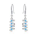 Fashion Spiral Blue Opal Earrings for Women,Opal Stone White K Plated Dangle Drop Earrings,Elegant Minimalist Wedding Gift for. 