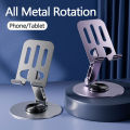 360° Rotating Full Metal Phone & Tablet Stand – Aluminum Alloy Adjustable Desktop Holder for Mobile Devices. 