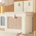 Large Foldable Canvas Storage Box with Clear Window - Organize and Store Clothing Space-Saving Home Closet Organizer.