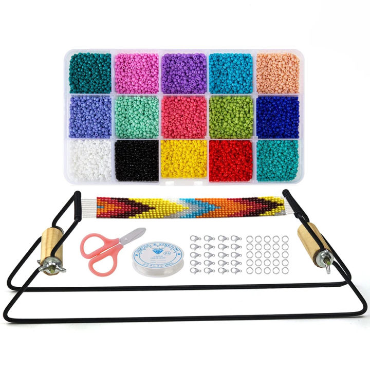 Garosa Bead Loom Kit voor beginners Weave Kettingen Armbanden Hout Rvs Weven Kralen Set voor Sieraden Armbanden DIY Handgemaakte Breien Machine Kralen Gereedschap, Breien Gereedschap Accessoires
