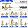 110Sets Screws Leather Rivets Binding for Decorate and Repair Leather Craft Belt Bag Shoes Purse Bookbinding (M5*4,5,6,8,10,12).