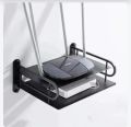 2 Layer New Metal Wifi Router Stand Double Layer Wall Mounted Home decorator - (Black).
