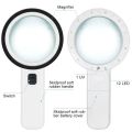 30X High Power UV Light Magnifier with 12 LED Portable Handheld Loupe for Jewelry Repair Reading and Inspection. 