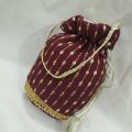 Designer Traditional Potli Bag with Fancy Embroidery and Gota Lace Handle for Women - Wedding Gift. 
