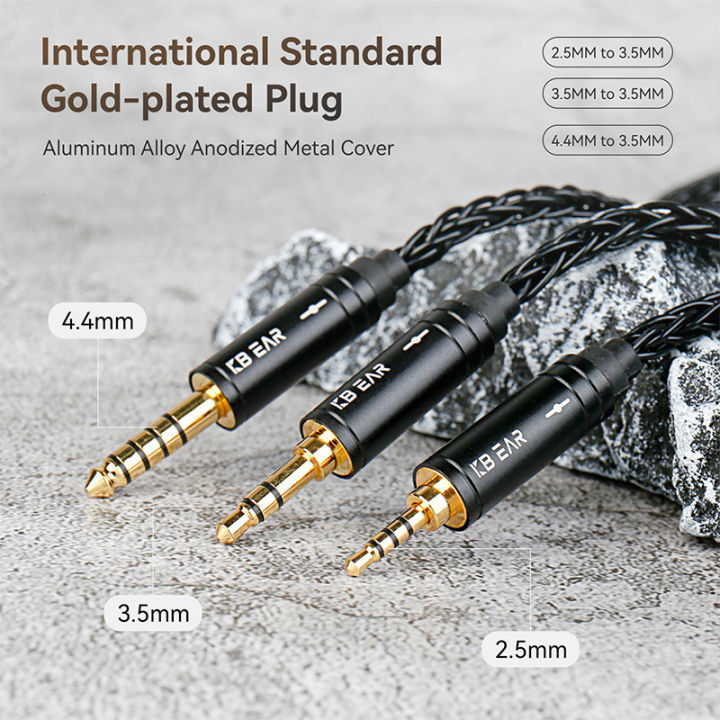 KBEAR%20AUX08%20Plus%208%20Core%20OFC%20Silver-plated%20Hi-Fi%20AUX%20Cable%201.4m/2m%203.5MM/2.5MM/4.4MM%20Earphones%20Headphones%20Headset%20AUX%20Cable%20-%20Image%204