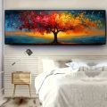 Large size Abstract Canvas Poster Red Yellow Tree of Life Wall Art Print Painting Pictures for Modern Living Room Bedroom Decor. 