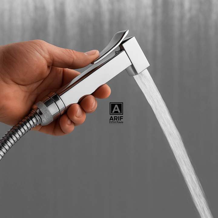 Square Toilets Bidet Push Shower Silver Colour